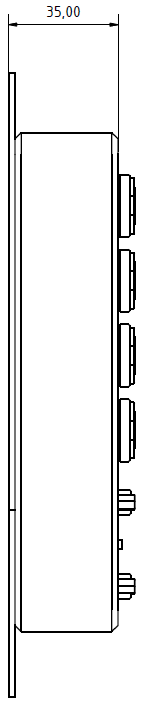 Abmessungen Irinos-Box mit Halteflansch (Seitenansicht)
